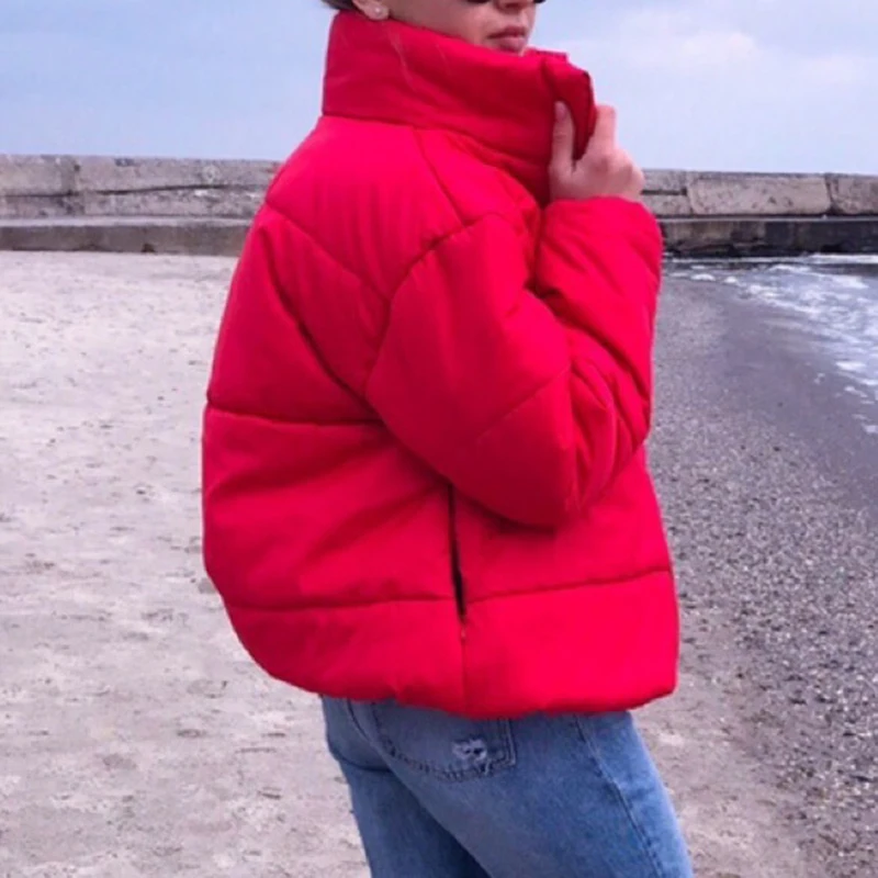 Sfit Women Bubble Coat Solid Standard Collar Oversized Short Jacket Winter Autumn Female Puffer Jacket Parkas Fashion Mujer