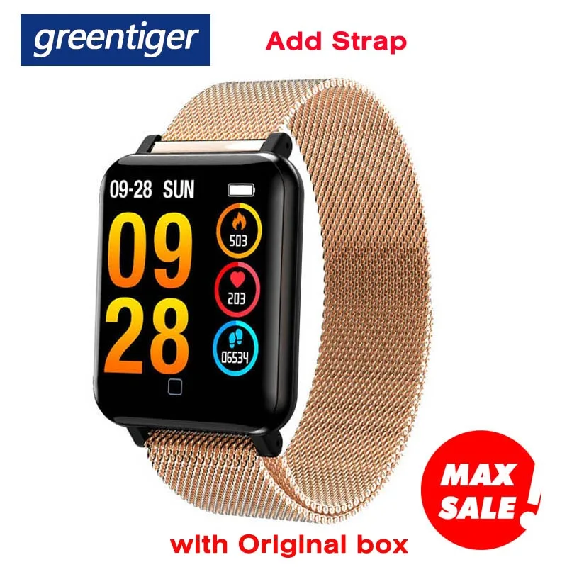 Смарт-часы Greentiger M19, фитнес-трекер, измеритель артериального давления, Bluetooth, часы, умные часы, шагомер, монитор сердечного ритма, спортивный ремешок