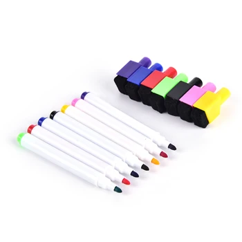 

5 PCS Magnetic Whiteboard Pen Erasable Dry White Board Markers Magnet Built In Eraser Office School Supplies