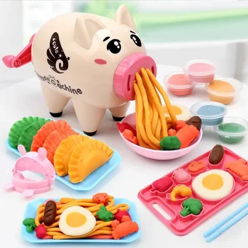 

DIY Noodle Machine Play Dough Tools Set Cute Pig Shape Kitchen Toys Playdough Playsets Kit for Kids Children