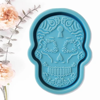 

Skull Shape Storage Box Epoxy Resin Mold Silicone Mould DIY Crafts Making Tools F3MF