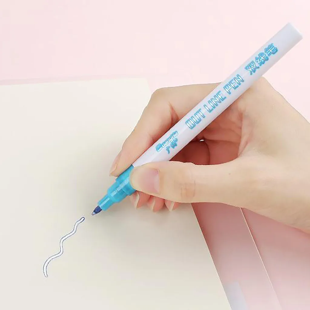 Высокое качество краска Блеск цветной флуоресцентный маркер металлическая цветная ручка двойная линия контур Ручка Акриловая Краска Прямая поставка