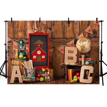 

Back To School Book Wood Party Planks Custom Photo Studio Background Backdrop Vinyl Photo Backdrop for Birthday Photo Background