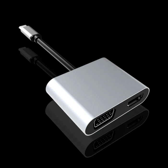 4 в 1 type-C к HDMI 4K VGA USB3.0 аудио-видео адаптер PD быстрое зарядное устройство GK99