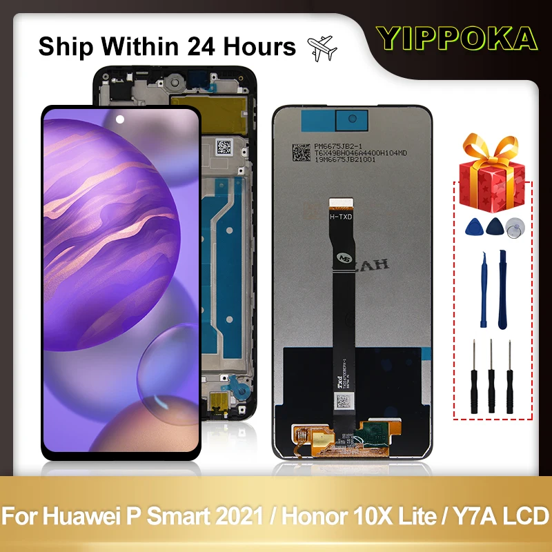 ЖК-дисплей 6 67 дюйма для Huawei P Smart 2021 Y7A сенсорный экран с дигитайзером Honor 10X Lite