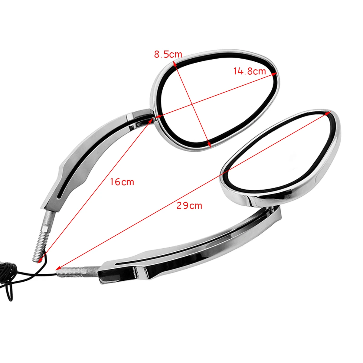 

2x Motorcycle Rearview Side Mirror with Led Turn Signal Light Universal Metal Rear view Mirrors Black / Chrome for Harley