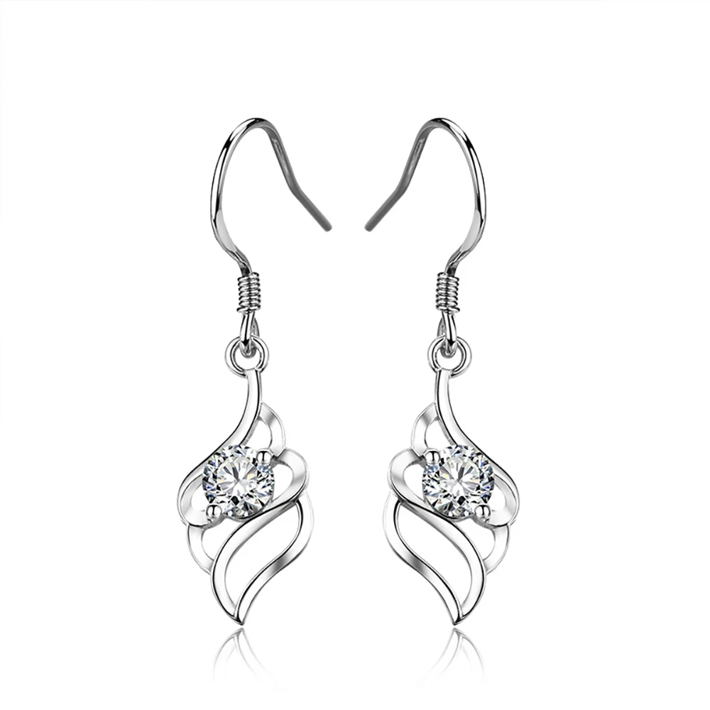 

Elegant Fashion 925 Sterling Silver Geometric earrings Zircon Sugar Drop Earrings Box Chain Long Tassel Earrings