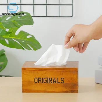 

Strongwell Vintage Wooden Tissue Box Multifunctional Household Crafts Car Tissue Box Office Desktop Decor Home Decoration