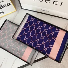 Autumn and Winter Ladies Luxury Faux Cashmere Striped Letters Scarf Warm Thickened Double-sided Hundred Shawl Dual-use
