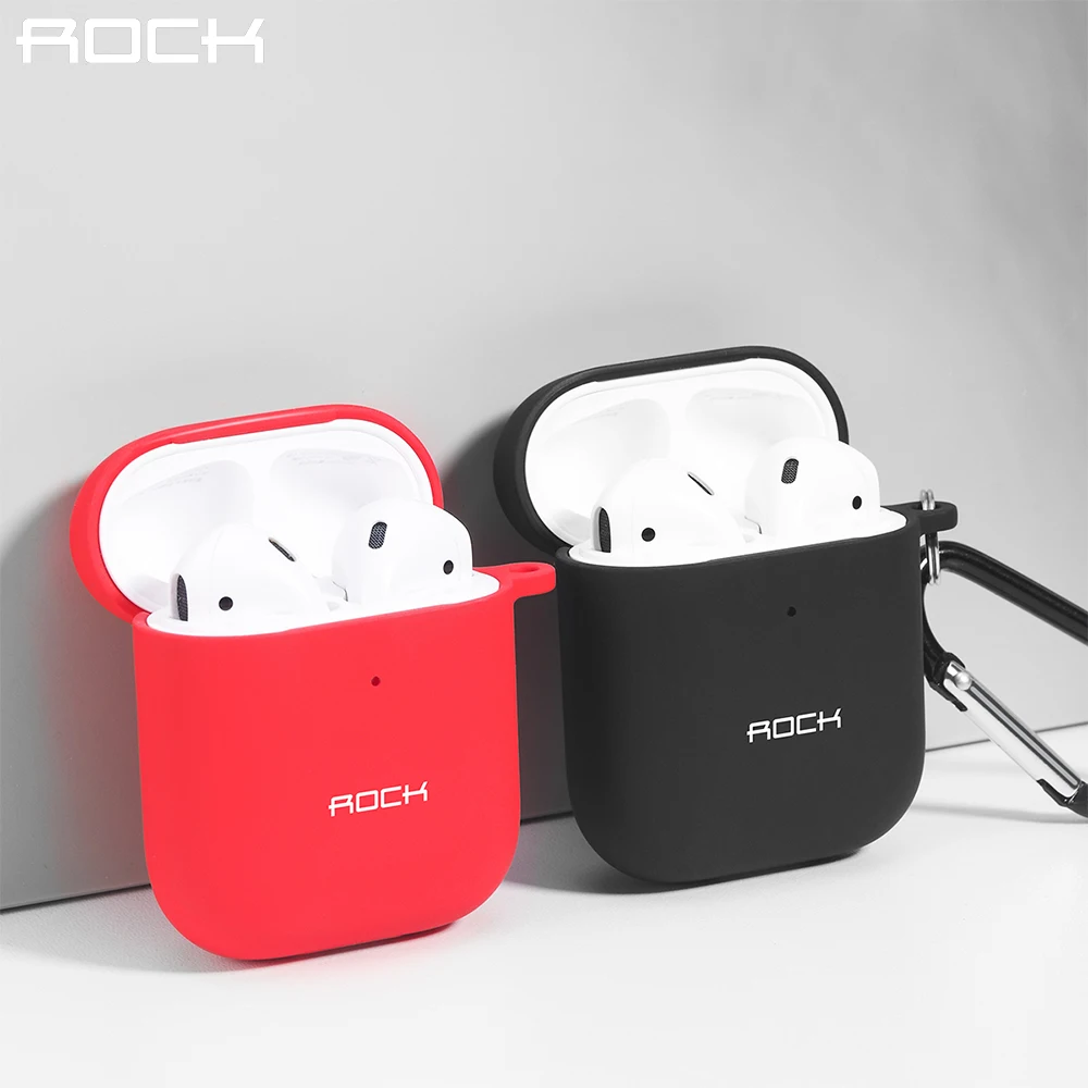 

ROCK Liquid Silicone Case for Apple Airpods 2 1 Protective Cover with Keychain Hook Up Shockproof Dustproof Visible Light Case