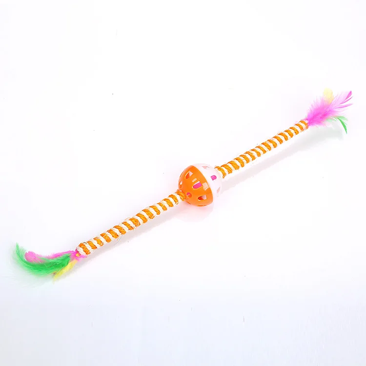 3PCS Cat Toys Colorful Funny Sisal Feather Teaser Wand Bell Pet Kitten Cat Interactive Supplies Cat Catching Toy