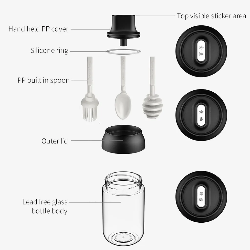 Многофункциональная банка для специй 250 мл влагостойкая крышка ложка встроенная