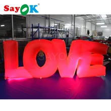 Sayok L3.1xH1.2m красный цвет надувной Алфавит Любовь буквы с светодиодный свет для свадьбы, День святого Валентина