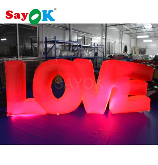Sayok L3.1xH1.2m надувной Алфавит красного цвета со светодиодсветильник кой для свадьбы