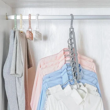 

DIDIHOU Creative Hanger 9 Hole Towel Hook Closet Organizer Plastic Storage Rack Practical Hanger Color Random 1/3/5/7pcs