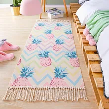 Из хлопка и льна с кисточкой плетённые коврик, напольный ковер двери ананас Спальня ковры декоративные прикроватные Одеяло Чай килим Гостиная ковер