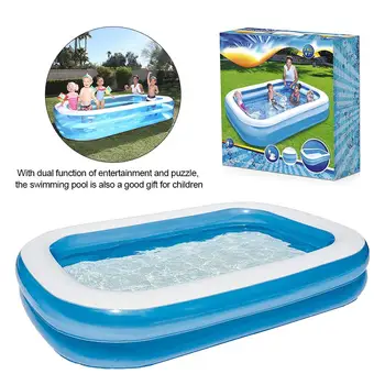 

PVC Inflatable Swimming Pool For Family Summer Water Party Paddling Pool 262X175X51cm Portable Home Use Swimming Pool Free Ship