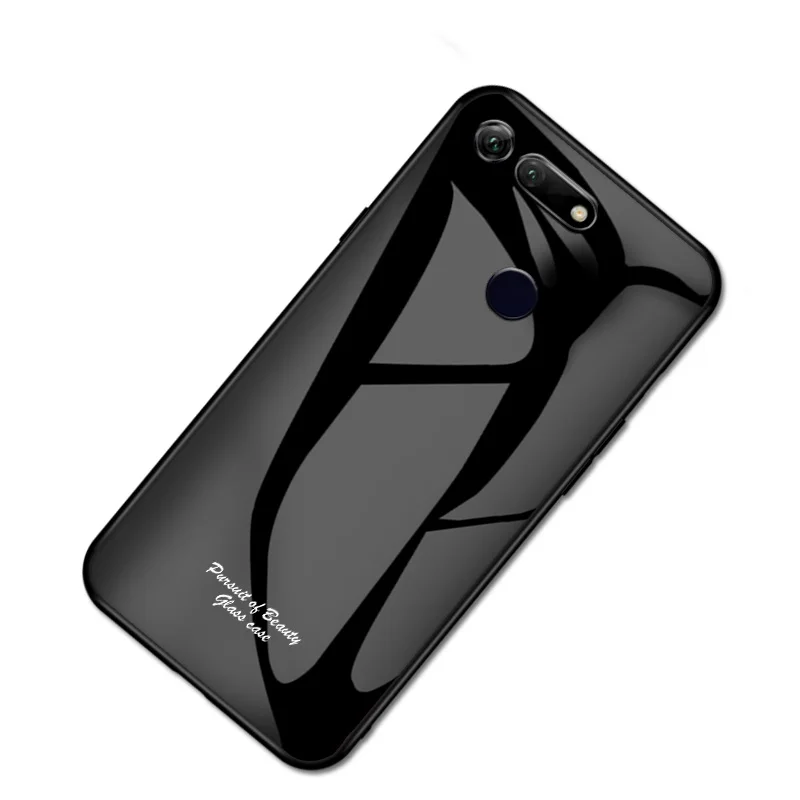 Macaron стеклянный чехол для huawei Honor V20, Модный милый Противоударный задняя крышка для huawei Honor View 20, задняя крышка для телефона - Цвет: Черный