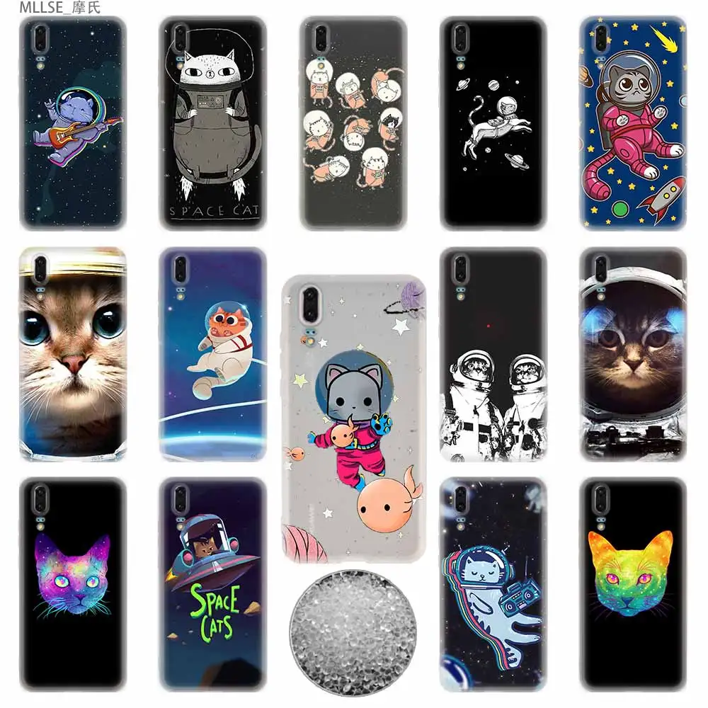 Чехол для телефона из ТПУ с изображением космического кота мягкие чехлы Huawei P40 P30