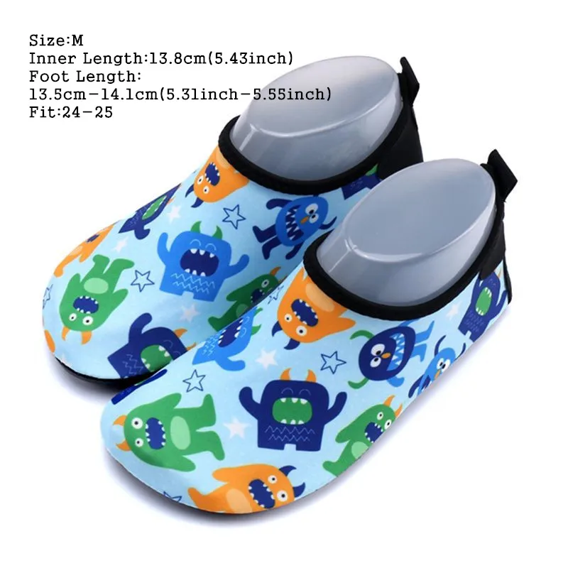 Toddler Kids Swim Water Shoes Cute Cartoon Dinosaur Monster Print Non-Slip Rubber Sole Quick Dry Barefoot Aqua Beach Pool Socks - Цвет: 2--M