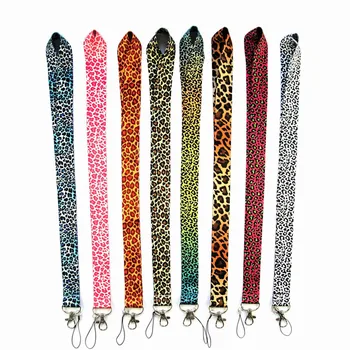 

Wholesales 30 Pieces/lot High Quality Fashion Leopard Badge Holder Lanyard Key Strap Universal Mobile Phone Strap