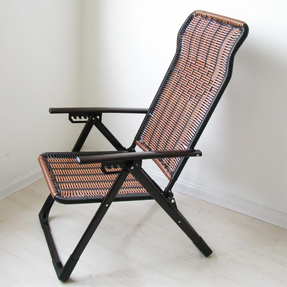 

Leisure Siesta Lunch Break Back Rattan Recliner Give The Old Man Cool Gift Metal European Style Beach Folding Chair