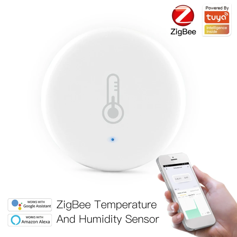 Tuya ZigBee-Sensor inteligente de temperatura y humedad, Hub de enlace inalámbrico, Sensor de Ambiente, conexión Zigbee