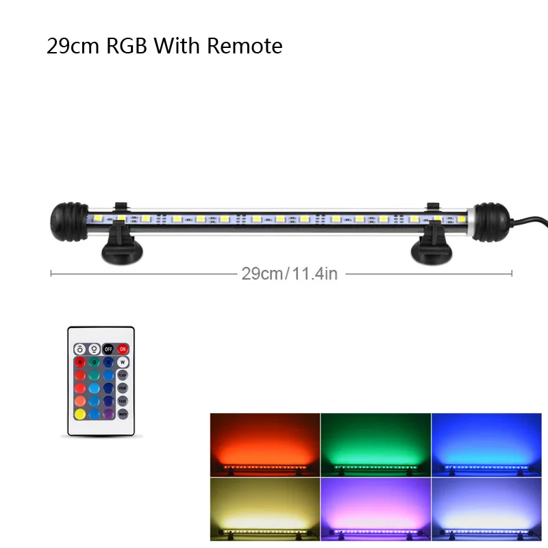 29cm RGB with Remote Аквариум светодиодный бар светильник Водонепроницаемый садок для рыбы светильник 19/29/39/49 см подводный Водолей лампа Аквариумы Декор Светильник ing 220V ЕС Мощность - Цвет: 29cm RGB with Remote