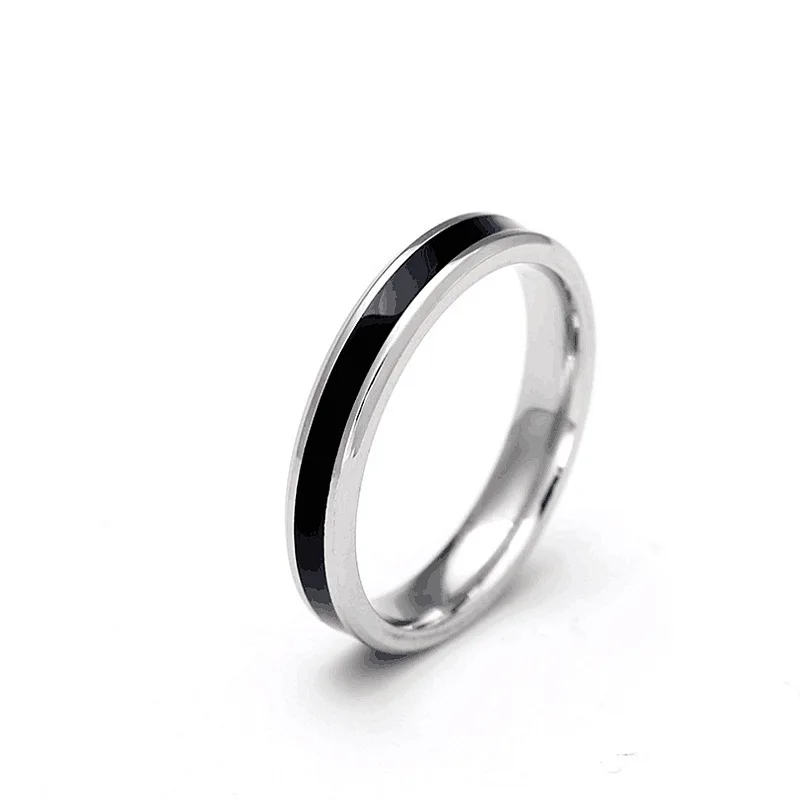 Ramos Stainless steel polished black/white drop rings fashion men and women wedding engagement rings wedding rings finger rings jewelry rings ring jewelry couple rings