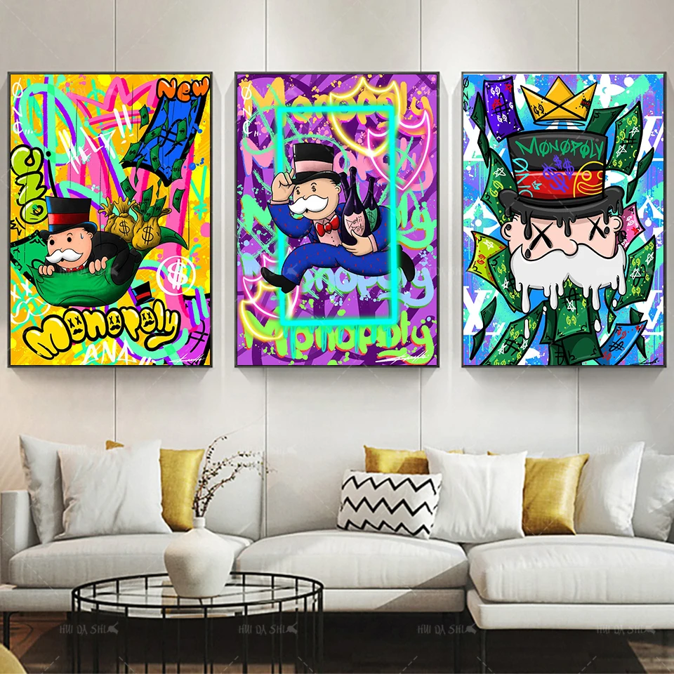 

Modern Canvas Painting Nordic Abstract FALLING ON MONEY Monopoly HD Wall Art Posters Prints Picture Living Room Decoration Home