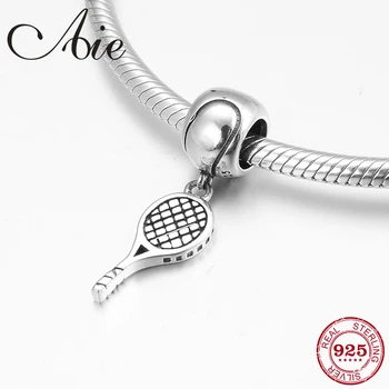 

Fashion 925 Sterling Silver Tennis racket Fine Pendant Beads Fit Original European Charm Bracelet Jewelry making 2019