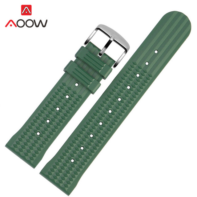 22mm Silicone Sport Strap Diving Waterproof Watchband Men Rubber Replacement Bracelet Watch Band for Seiko 007 Green Blue