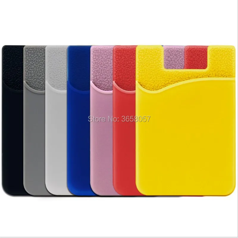 100pcs Silicone Wallet Credit Card Cash Pocket Sticker 3M Adhesive Stick-on ID Credit Card Holder Pouch For iPhone iphone 8 silicone case