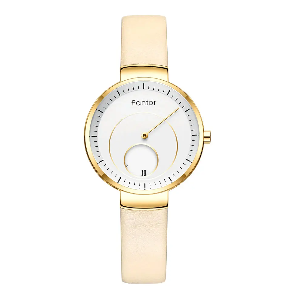 Fantor женские часы люксовый бренд креативный циферблат montre femme Элегантные женские кожаные Наручные часы водонепроницаемые relogio feminino - Цвет: WF1027L02