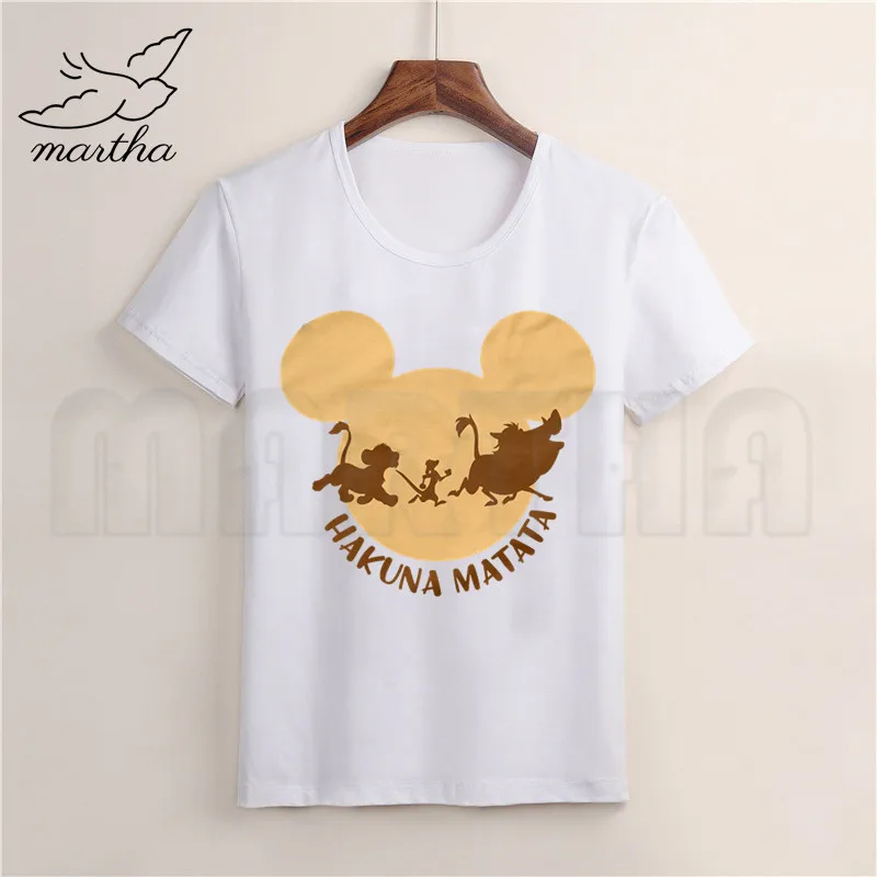 Hakuna Matata/Детская футболка с принтом «Король Лев» для мальчиков, одежда для детей модные Забавные футболки с короткими рукавами, футболки с Simba принтом - Цвет: WhiteA