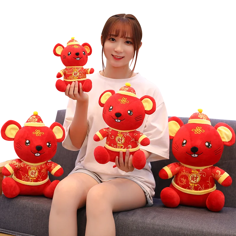 24-45 см крыса год Kawaii китайское платье талисман крыса плюшевая мышь в Танг костюм мягкие игрушки китайский год вечерние украшения подарок