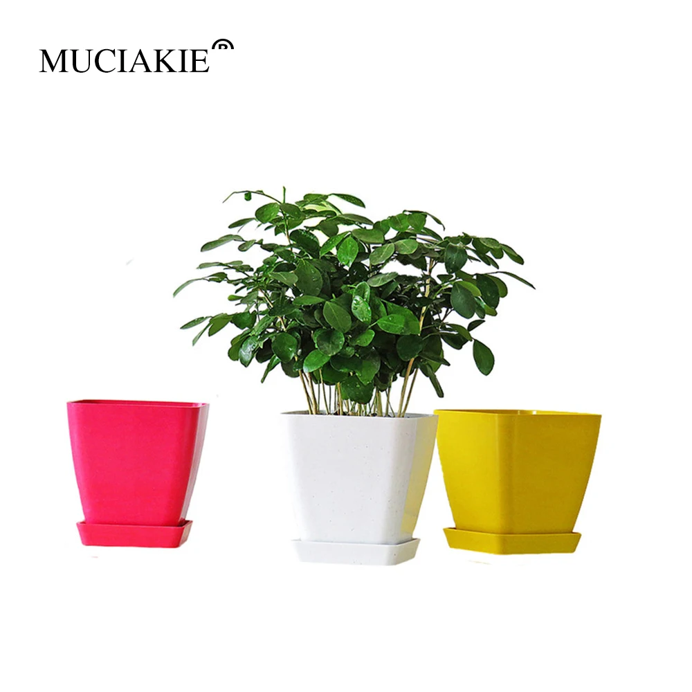 MUCIAKIE, 2 шт., 10X9,5 см, бамбуковое волокно, цветной цветочный горшок, квадратный стол, Зеленый горшок для растений, суккулентное растение, офисное украшение