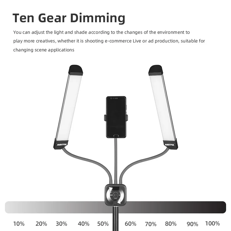 AMBITFUL 40 Вт 3000 К-6000 К Двойные руки заполняющий светодиодный светильник длинные полосы светодиодный светильник с ЖК-экраном для фотостудии прямая трансляция
