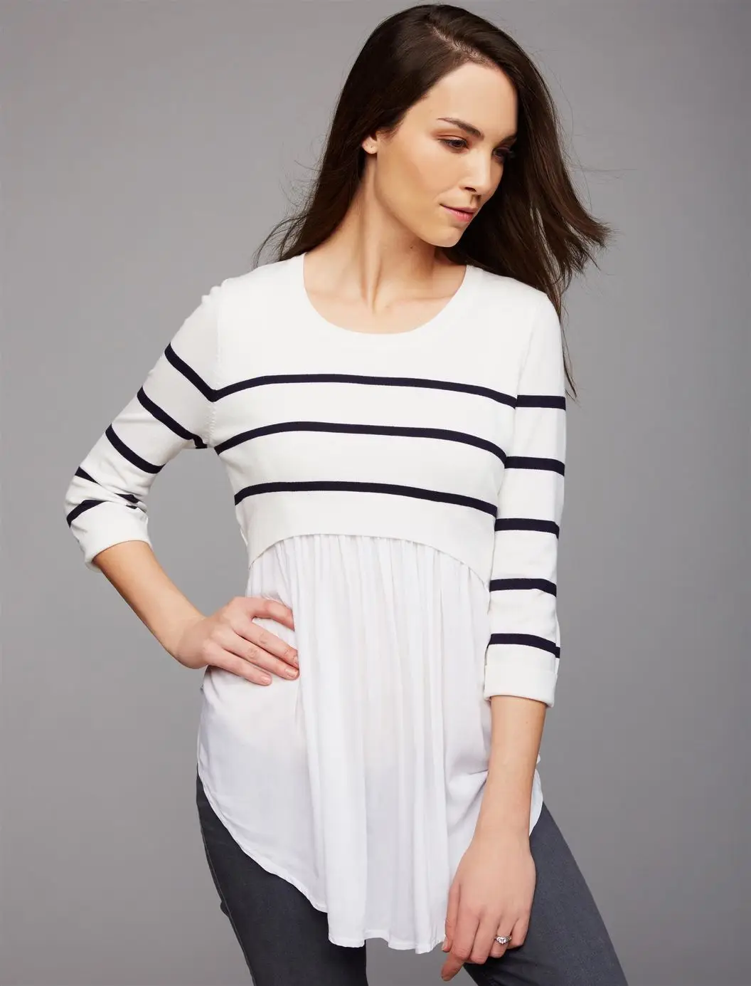 Loose Maternity Nursing Blouse T-Shirt Spring Autumn Striped Pregnant Women Breastfeeding Top Shirt Pregnancy Clothing Plus Size 2023 new maternity breastfeeding clothes summer solid color pregnancy nursing vest casual women s clothing for pregnant wear top