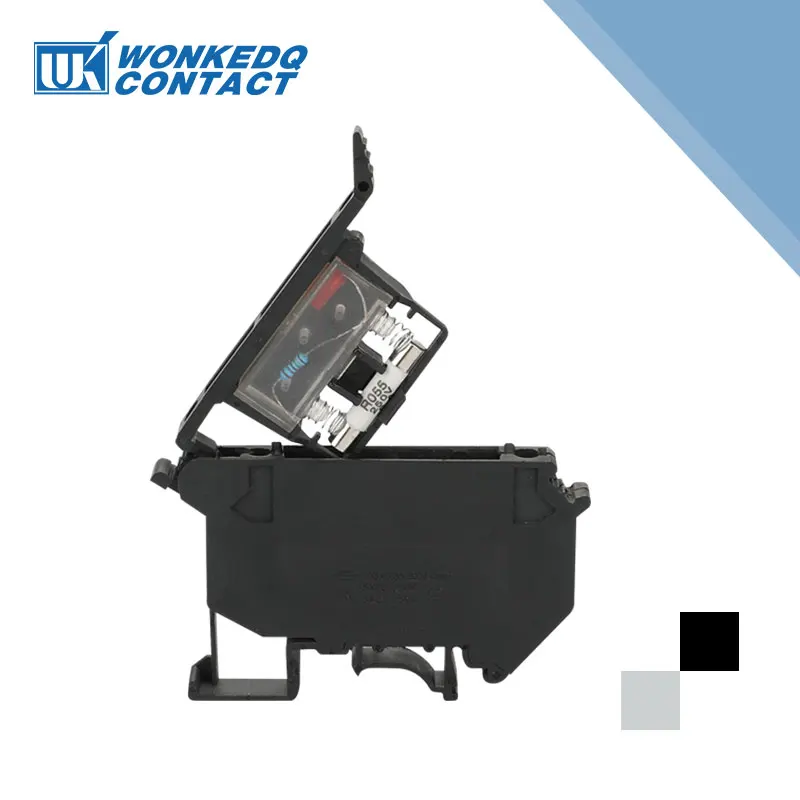 

10Pcs UK-5-HESI Din Rail Terminal Blocks Black Connector Screw Fuse Terminal Connector screw terminal block
