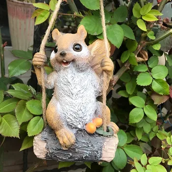 

Swing Squirrel Garden Decoration Simulation Animal Resin Statue Villa Courtyard Kindergarten Micro Landscape X3125