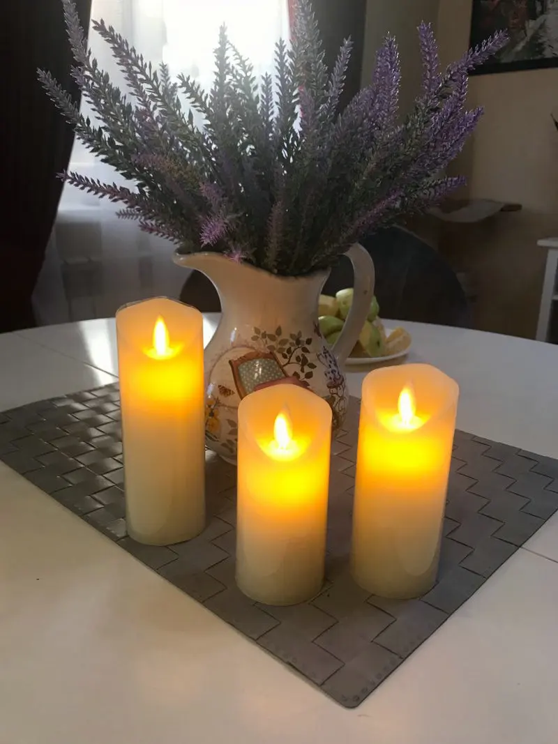 

Упаковка из 3 шт. перезаряжаемых столбов с питанием от USB, парафиновая Светодиодная свеча с волнистыми краями, движущийся фитиль, украшение для стола на свадьбу, рождевечерние ринку