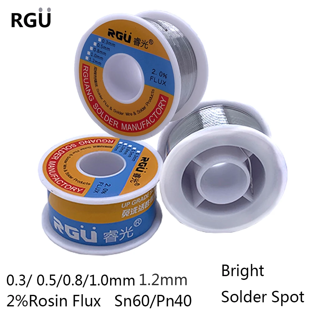 

50/100g 0.3/0.5/0.8/1/1.2mm FLUX 2.0% 45FT Tin Lead Tin Wire Melt Rosin Core Solder Soldering Wire Roll No-clean Tin BGA Welding