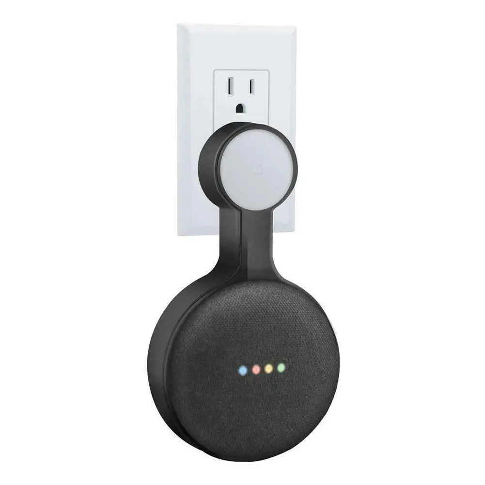 Черный Выходная подставка для настенного монтажа вешалка для Google Home мини голосовые ассистенты, компактный держатель чехол для кухни ванной спальни - Цвет: Черный