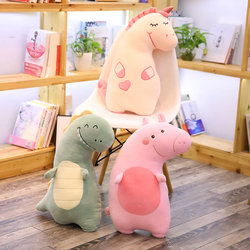 1Pcs 60/80cm Soft Kawaii Unicorn Birthday Party Plush Toy Cute Unicornio Dinosaurio Lovely Stuffed Animal Gift for Kid Baby Doll