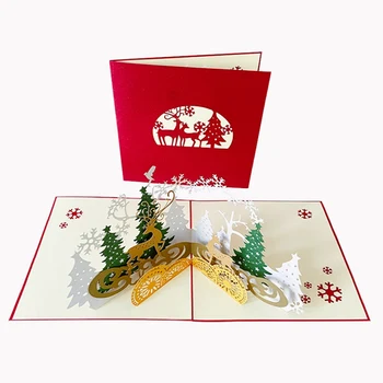 

Merry Christmas Cards Christmas Tree Winter Gift Cards Christmas Decoration Stickers Laser Cut New Year Greeting Cards