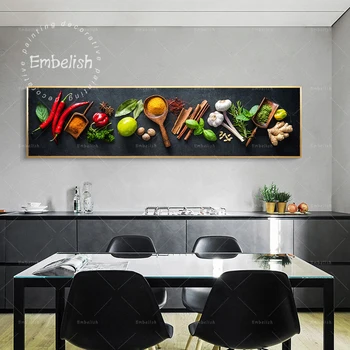 

Embelish 1 Pieces Fashion Large Modern Home Kitchen Decor Wall Pictures Various Herbs And Spices Posters HD Canvas Painting