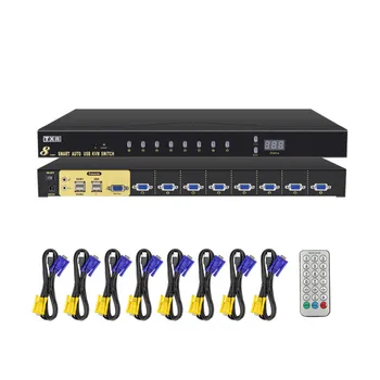 

vga switcher 8 ports with audio vga KVM8 in and out audio screen cutter automatic switch hotkey remote control
