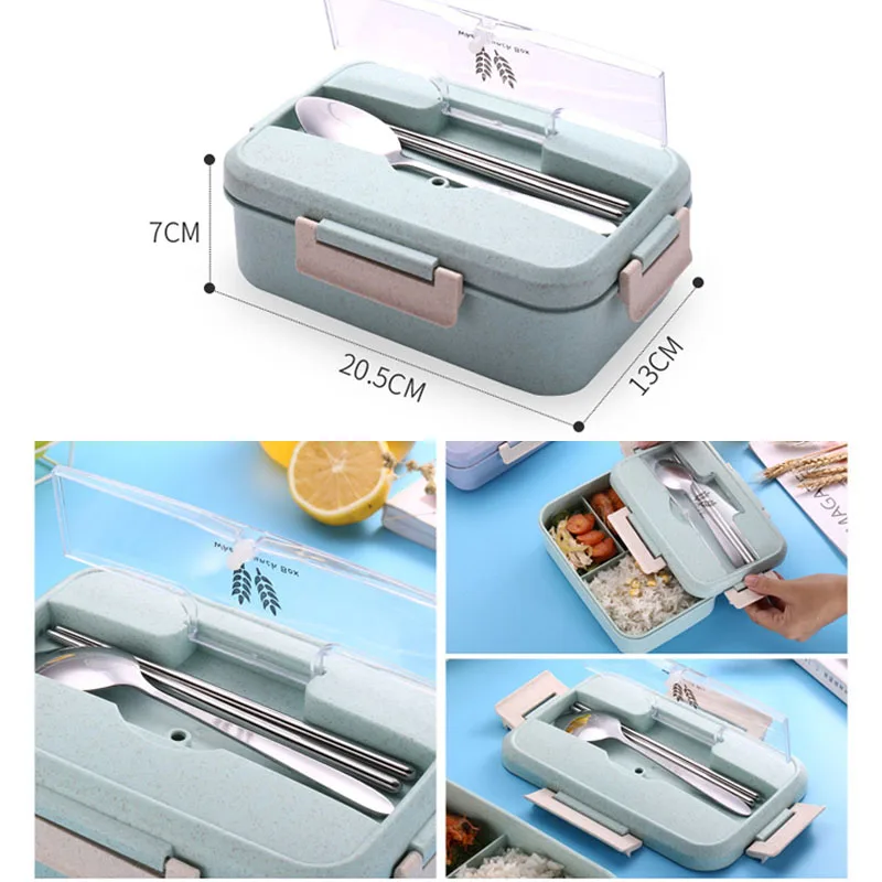 1 л Ланч-бокс, 3 слоя, пшеничная солома, Bento box, герметичная микроволновая посуда, высокое качество, контейнер для хранения, для детской школы