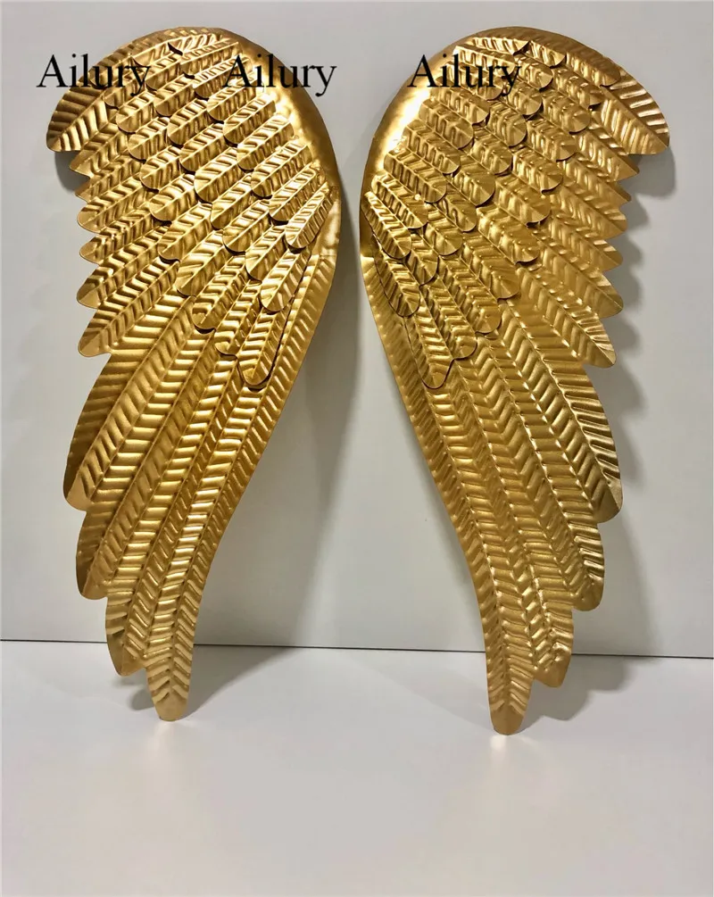 50cm Big Golden Christmas Hanging Iron Angel Wings Set Indoor Home Decoration Desktop Oranment Fireplace Porch Pendant christmas ornament